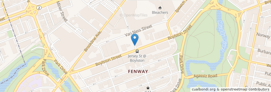 Mapa de ubicacion de Blue Bikes - Jersey St at Boylston St. en 미국, 매사추세츠, Suffolk County, Boston.