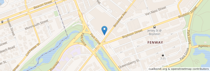 Mapa de ubicacion de Blue Bikes - Landmark Centre en الولايات المتّحدة الأمريكيّة, ماساتشوستس, مقاطعة سوفولك, بوسطن.