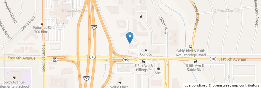 Mapa de ubicacion de Small Smiles Dental en États-Unis D'Amérique, Colorado, Arapahoe County, Aurora.