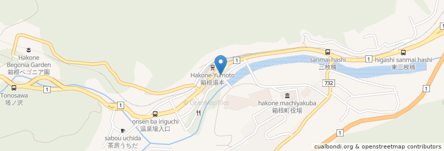 Mapa de ubicacion de 喫茶室ルノアール　箱根湯本駅前店 en Japón, Prefectura De Kanagawa, 足柄下郡, 箱根町.