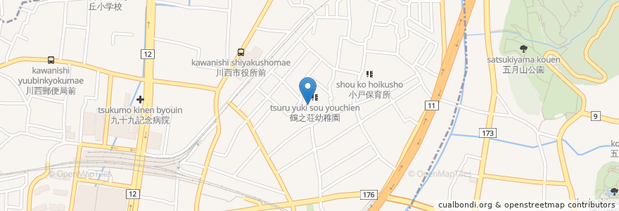 Mapa de ubicacion de 小戸神社 en ژاپن, 大阪府, 池田市, 川西市.