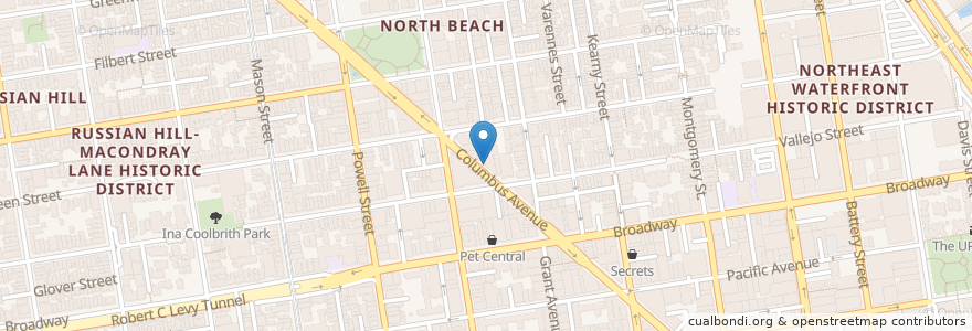 Mapa de ubicacion de Calzone's Pizza Cucina en アメリカ合衆国, カリフォルニア州, サンフランシスコ, San Francisco.