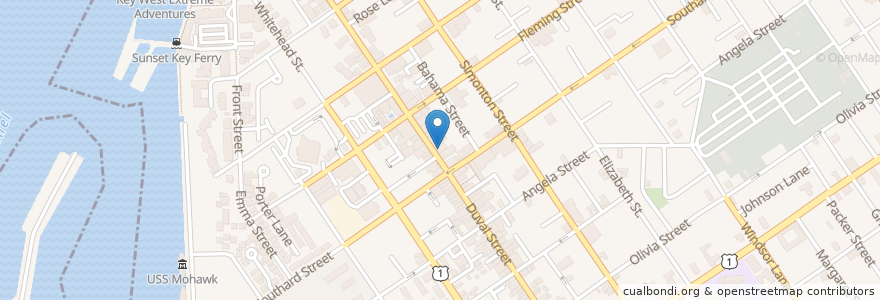 Mapa de ubicacion de Willi T's en 美利坚合众国/美利堅合眾國, 佛罗里达州/佛羅里達州, 门罗县/門羅郡, Key West.