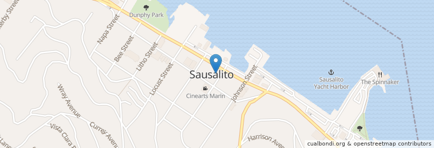 Mapa de ubicacion de Sausalito Equator en Vereinigte Staaten Von Amerika, Kalifornien, Marin County, Sausalito.
