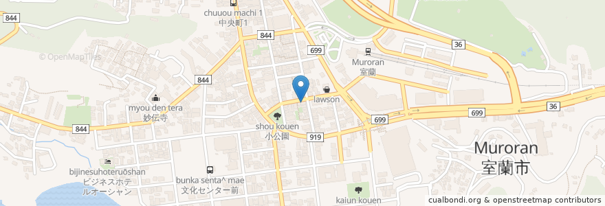 Mapa de ubicacion de 北京亭 en Japão, 北海道, 胆振総合振興局, 室蘭市.