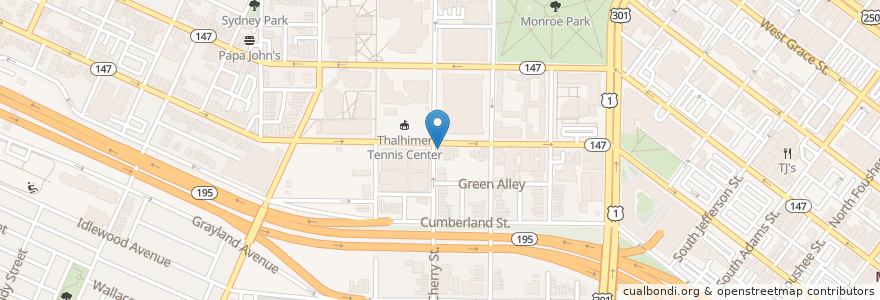 Mapa de ubicacion de 821 Cafe en Stati Uniti D'America, Virginia, Richmond City.