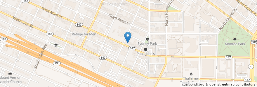 Mapa de ubicacion de Moy Yat Kung Fu Academy en United States, Virginia, Richmond City.