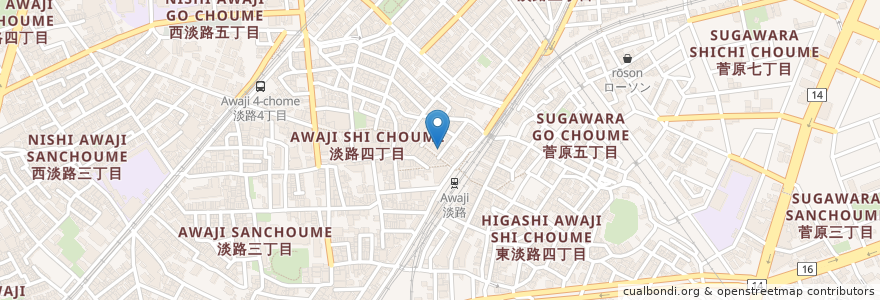 Mapa de ubicacion de アルバール en ژاپن, 大阪府, 大阪市, 東淀川区.