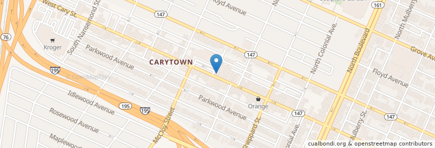 Mapa de ubicacion de Can Can Brasserie en アメリカ合衆国, バージニア州, Richmond City.