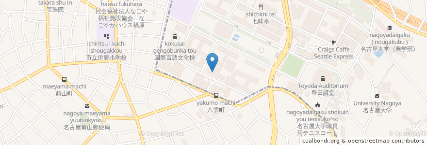 Mapa de ubicacion de 名古屋大学（教育学部） en Japan, Aichi Prefecture, Nagoya, Chikusa Ward.