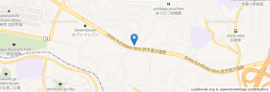 Mapa de ubicacion de 向ヶ丘整形外科 en Japan, Präfektur Kanagawa, 川崎市, 宮前区.