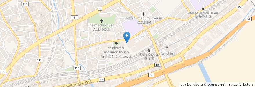 Mapa de ubicacion de まんば en Giappone, Prefettura Di Kanagawa, 横浜市, 神奈川区.