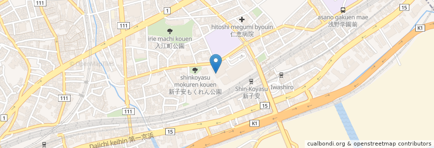 Mapa de ubicacion de バーミヤン en Jepun, 神奈川県, 横浜市, 神奈川区.
