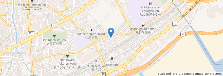 Mapa de ubicacion de あおば歯科 en 日本, 神奈川県, 横浜市, 神奈川区.