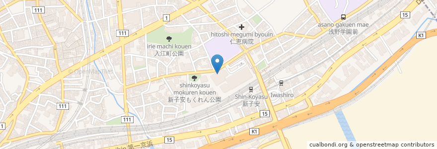 Mapa de ubicacion de ジョナサン en Japón, Prefectura De Kanagawa, Yokohama, 神奈川区.