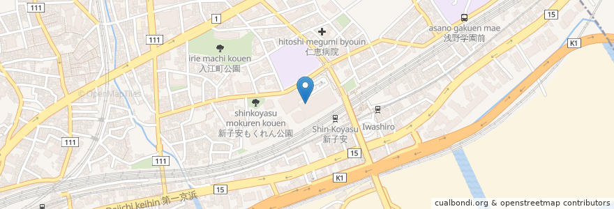 Mapa de ubicacion de ハックドラッグ en 日本, 神奈川県, 横浜市, 神奈川区.