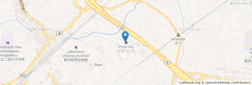 Mapa de ubicacion de Pizza Hut en Japan, Kanagawa Prefecture, Yokohama, Asahi Ward.