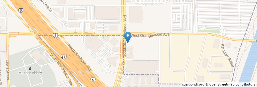Mapa de ubicacion de Del Taco en 미국, 캘리포니아주, Orange County, 애너하임.