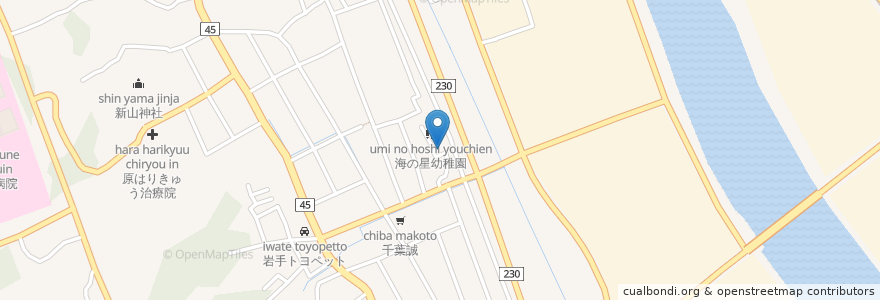 Mapa de ubicacion de 大船渡カトリック教会 en Japan, Präfektur Iwate, 大船渡市.
