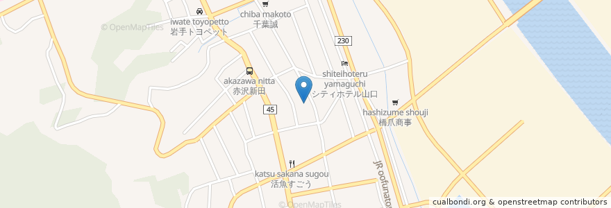 Mapa de ubicacion de 善進堂薬局 en ژاپن, 岩手県, 大船渡市.