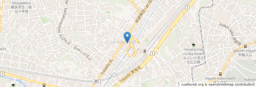 Mapa de ubicacion de くいもの屋 わん en 일본, 가나가와현, 요코하마시, 保土ヶ谷区.