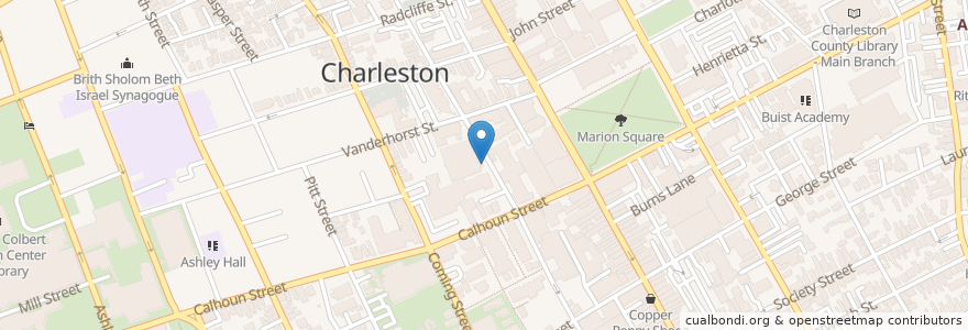 Mapa de ubicacion de College of Charleston Post Office en Stati Uniti D'America, Carolina Del Sud, Charleston County, Charleston.