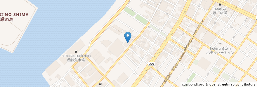 Mapa de ubicacion de cafe&deli MARUSEN en اليابان, محافظة هوكايدو, 渡島総合振興局, 函館市.