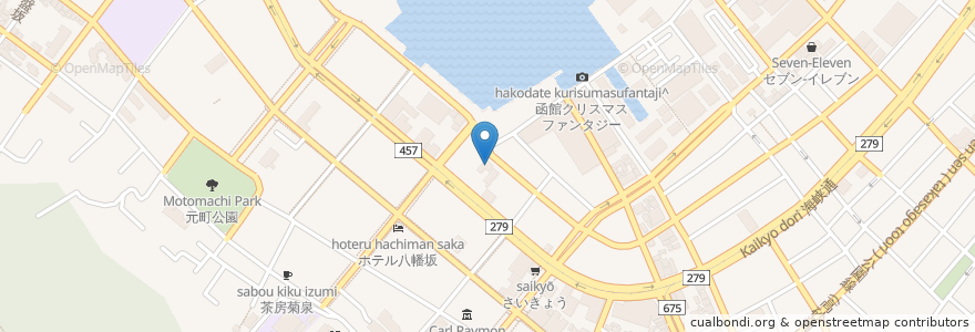 Mapa de ubicacion de ラッキーピエロ ベイエリア本店 en اليابان, محافظة هوكايدو, 渡島総合振興局, 函館市.
