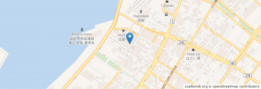 Mapa de ubicacion de 函館朝市ひろば en Giappone, Prefettura Di Hokkaidō, Sottoprefettura Di Oshima, 函館市.