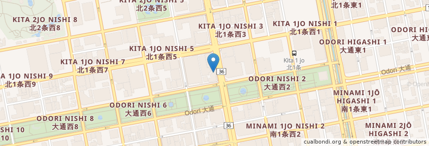 Mapa de ubicacion de Ishiya café en Япония, Хоккайдо, Округ Исикари, Саппоро, Тюо.