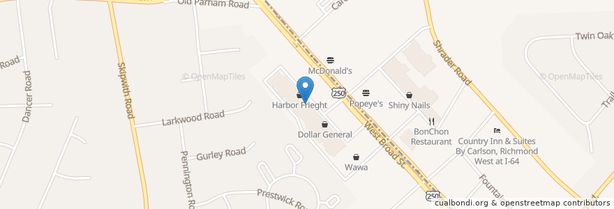 Mapa de ubicacion de Hibachi Bar And Grill en Estados Unidos Da América, Virgínia, Henrico County.