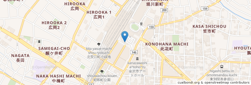 Mapa de ubicacion de 金沢東警察署 金沢駅前交番 en Japão, 石川県, 金沢市.