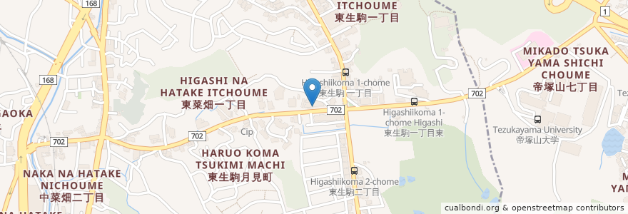 Mapa de ubicacion de なかむら 整骨院 en 일본, 나라현, 生駒市.