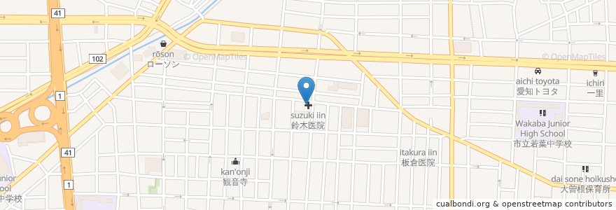 Mapa de ubicacion de 鈴木医院 en 日本, 爱知县, 名古屋市, 北区.