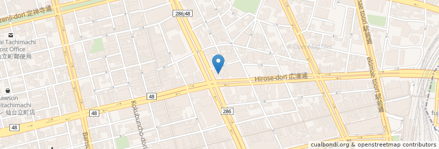 Mapa de ubicacion de 仙台広瀬通郵便局 en 日本, 宫城县, 仙台市, 青葉区.