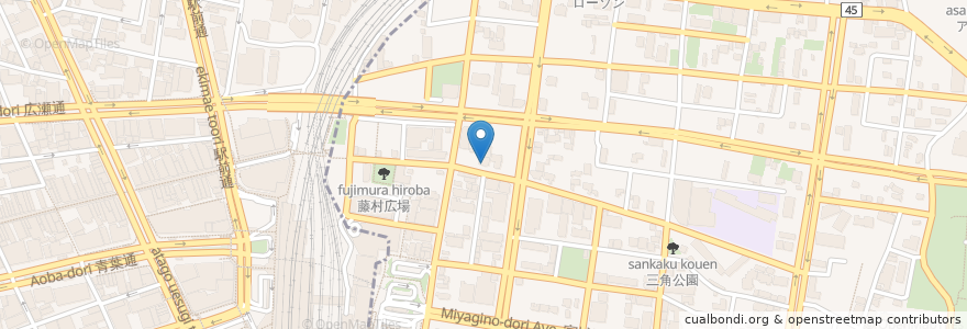 Mapa de ubicacion de Orix レンタカー en 일본, 미야기현, 仙台市, 青葉区, 宮城野区.