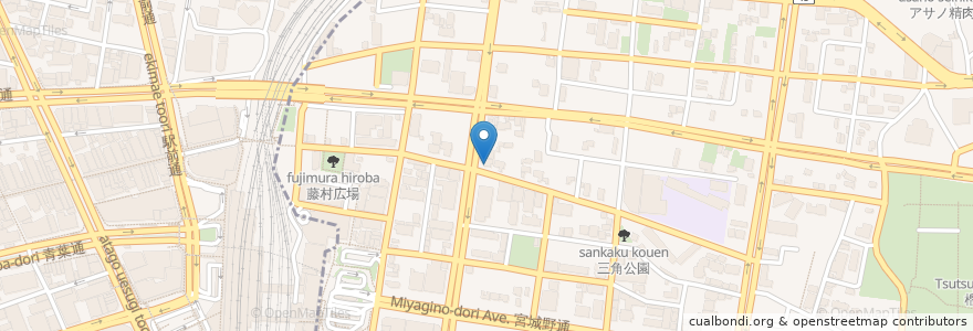 Mapa de ubicacion de 力寿司 en 일본, 미야기현, 仙台市, 青葉区, 宮城野区.