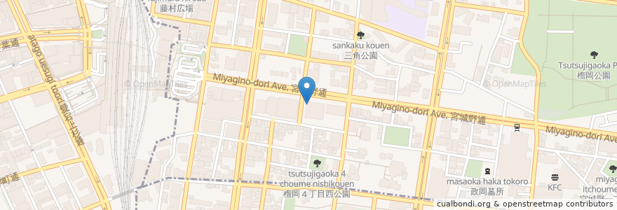 Mapa de ubicacion de 大戸屋 en Japan, 宮城県, 仙台市, 青葉区, 宮城野区.