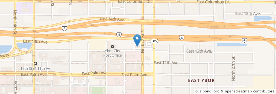 Mapa de ubicacion de Burger King en 미국, 플로리다주, Hillsborough County, Tampa.