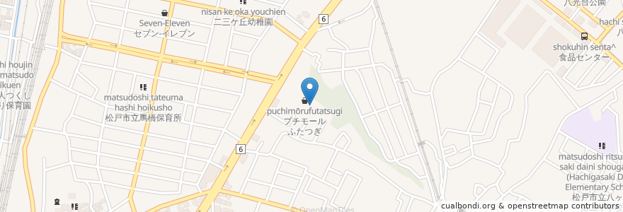 Mapa de ubicacion de マツモトキヨシ二ツ木店 en 日本, 千葉県, 松戸市.