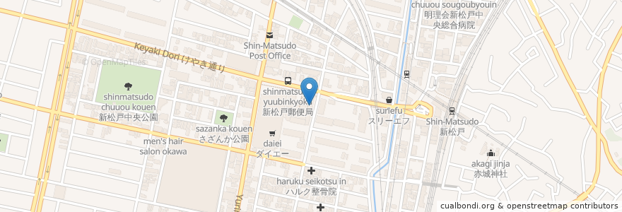 Mapa de ubicacion de RKU cafe en Japon, Préfecture De Chiba, 松戸市.