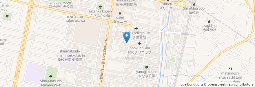 Mapa de ubicacion de あおぞら整骨院 en Japan, Chiba Prefecture, Matsudo.