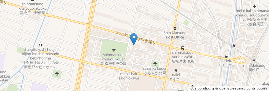 Mapa de ubicacion de 松戸市役所新松戸支所 en 일본, 지바현, 松戸市.