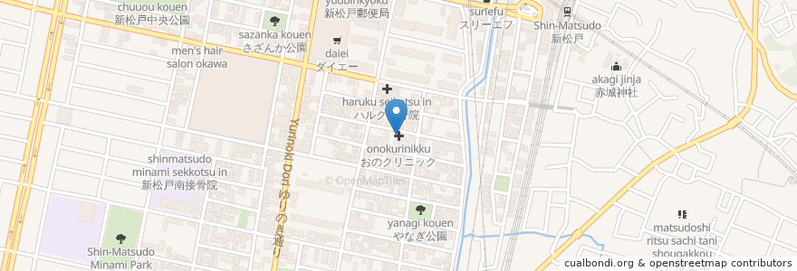 Mapa de ubicacion de おのクリニック en 일본, 지바현, 松戸市.