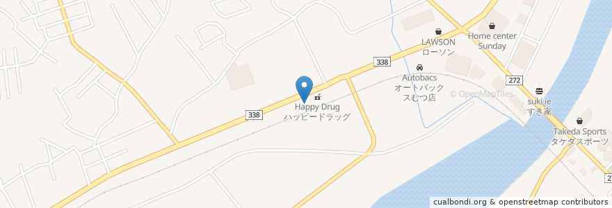 Mapa de ubicacion de ハッピードラッグ en Jepun, 青森県, むつ市.