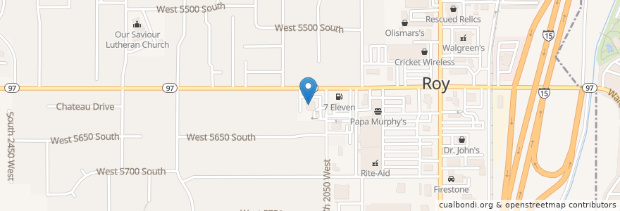 Mapa de ubicacion de Goldenwest Credit Union en United States, Utah, Weber County, Roy.