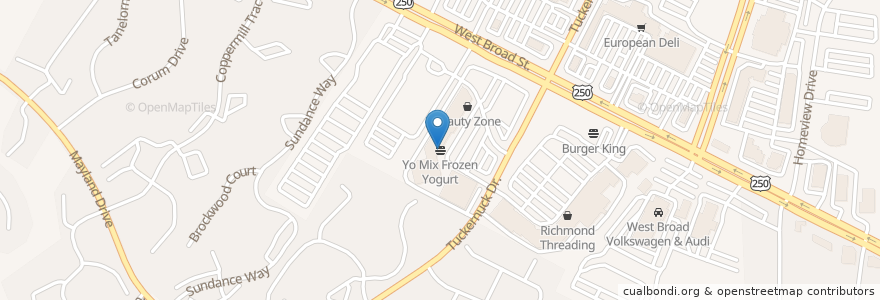Mapa de ubicacion de Yo Mix Frozen Yogurt en Estados Unidos Da América, Virgínia, Henrico County.