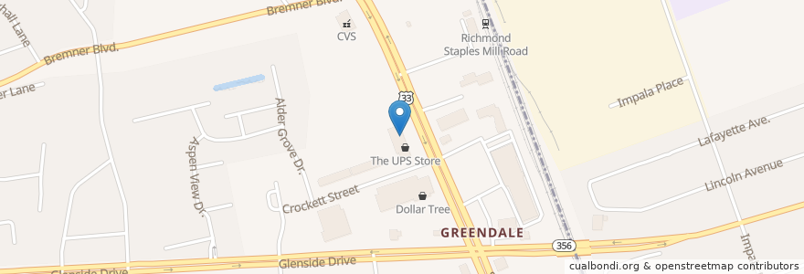 Mapa de ubicacion de The UPS Store en Stati Uniti D'America, Virginia, Henrico County, Dumbarton.