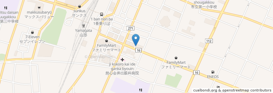 Mapa de ubicacion de Mos Burger en Japan, 山形県, 山形市.