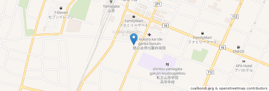 Mapa de ubicacion de エネオス en 日本, 山形県, 山形市.